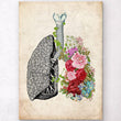Laden Sie das Bild in den Galerie-Viewer, Anatomische Lunge mit Blumen - Altes Papier