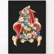 Load image into Gallery viewer, Iliacus and Psoas muscles - Floral - Black