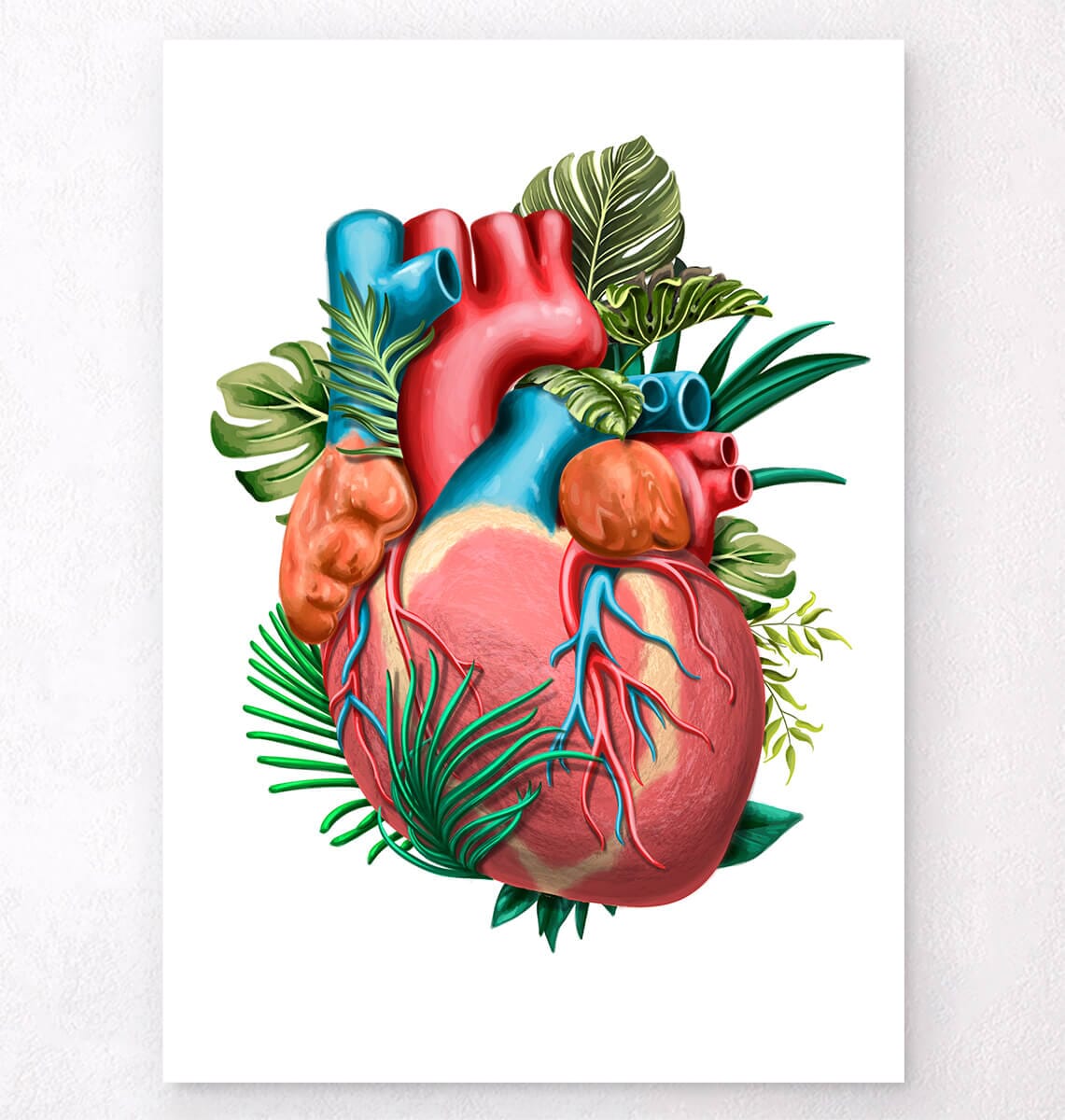 Floral heart anatomy art print - Codex Anatomicus