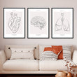 Laden Sie das Bild in den Galerie-Viewer, set of three anatomy art prints in line art style decorating a wall of the patients waiting room, prints represent heart anatomy, brain anatomy and lung anatomy