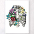 Load image into Gallery viewer, Rib cage with flowers art print