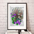 Laden Sie das Bild in den Galerie-Viewer, Skull with flowers dictionary art poster by codex anatomicus