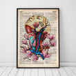 Load image into Gallery viewer, floral neck, head and arteries on old dictionary page