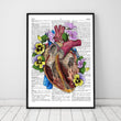Load image into Gallery viewer, Heart with flowers art print on dictionary page