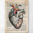Laden Sie das Bild in den Galerie-Viewer, Floral pattern heart art - Old dictionary page
