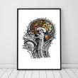 Load image into Gallery viewer, Brain anatomy art poster in color