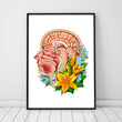 Laden Sie das Bild in den Galerie-Viewer, Head section anatomy art print by codex anatomicus in a black frame