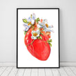Laden Sie das Bild in den Galerie-Viewer, Floral heart anatomy art print by Codex Anatomicus