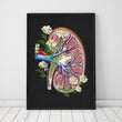 Load image into Gallery viewer, Floral kidney anatomy - Black - Codex Anatomicus