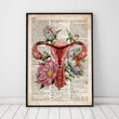 Load image into Gallery viewer, Uterus anatomy diagram art on a dictionary page