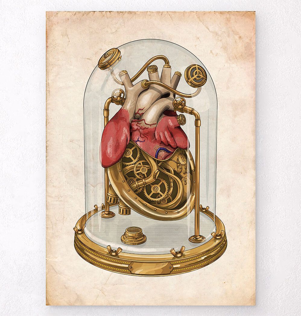 Steampunk Heart Art Print Anatomy Art Codex Anatomicus 8194