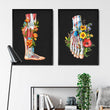 Laden Sie das Bild in den Galerie-Viewer, Bein Anatomie - Floral - Schwarz