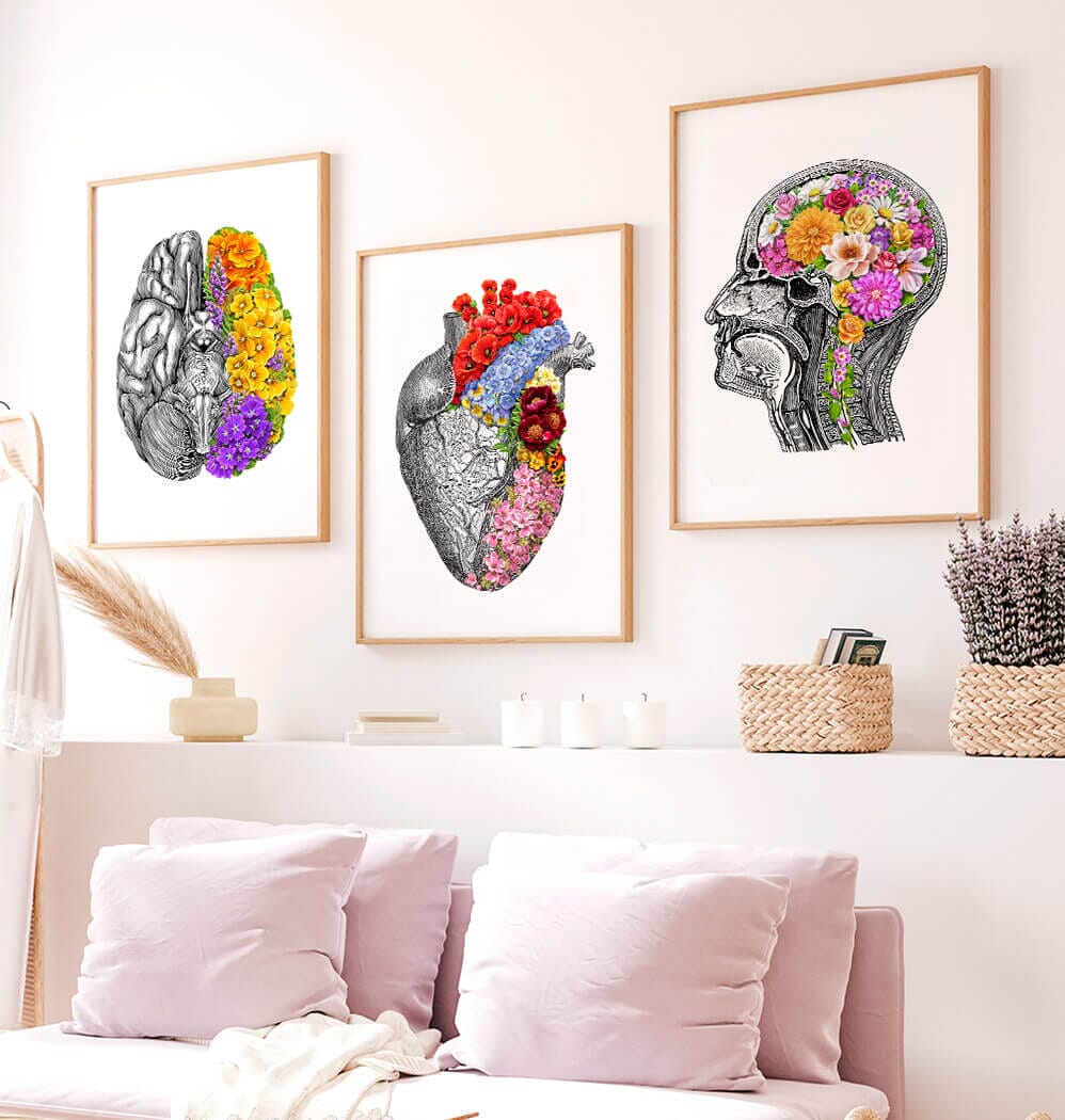 Floral Brain Anatomy Art Print - Codex Anatomicus