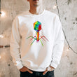 Load image into Gallery viewer, watercolor virus on a white male sweatshirt by codex anatomicus
