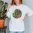 Laden Sie das Bild in den Galerie-Viewer, virus on a white sweatshirt for women
