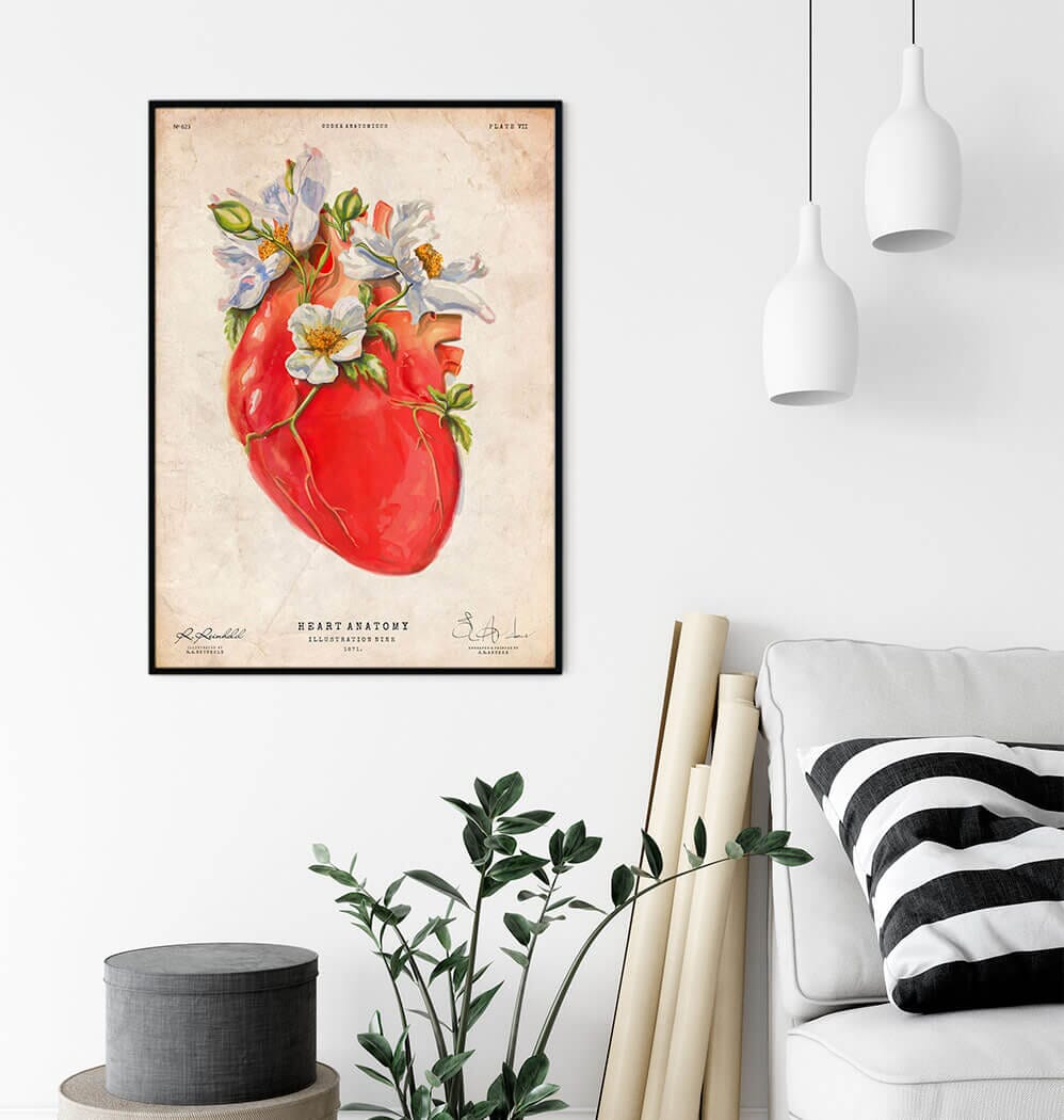 Floral heart anatomy art print – Codex Anatomicus