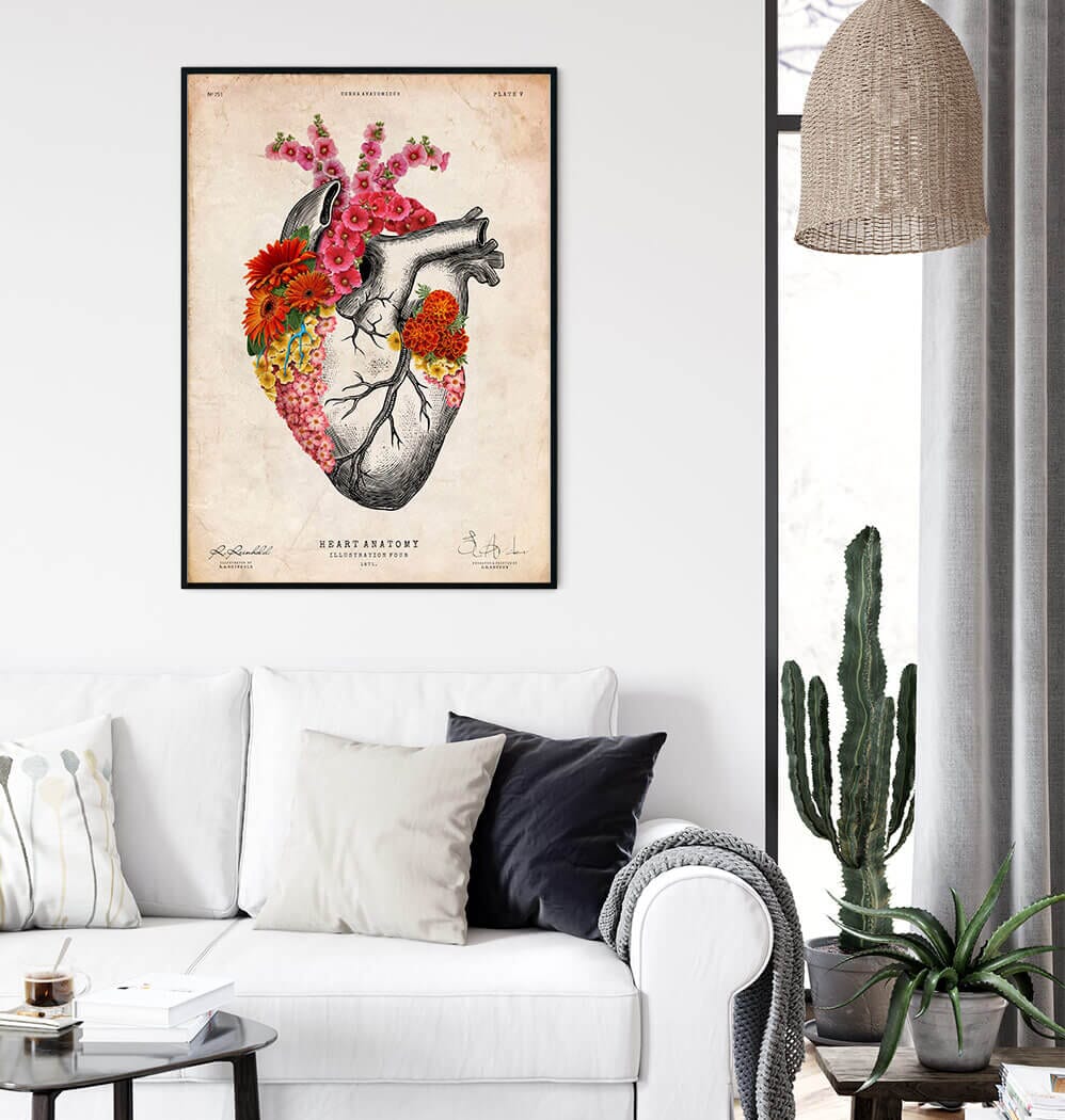 Floral heart anatomy art print – Codex Anatomicus