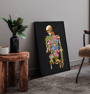 Skeleton with flowers poster