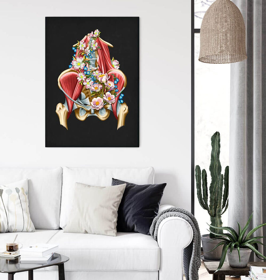 Iliacus and Psoas muscles - Floral - Black