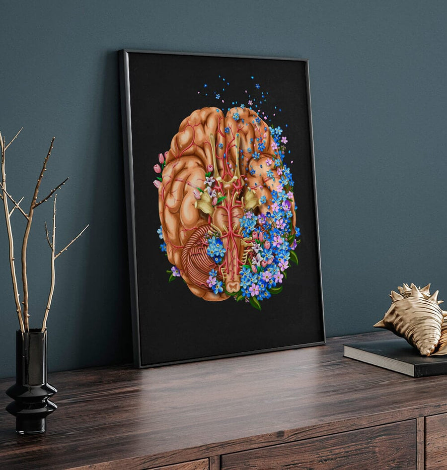 Dementia brain with flowers 