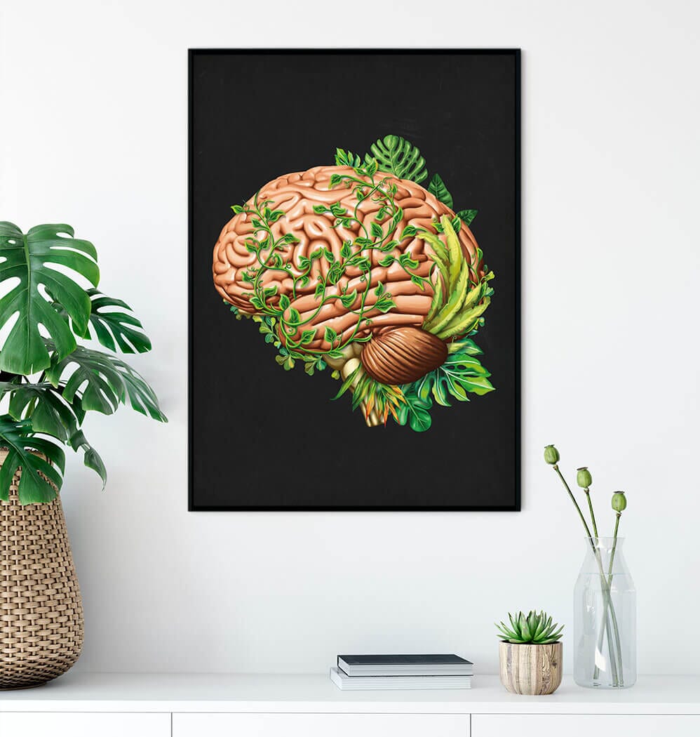 Floral brain anatomy art print - Codex Anatomicus