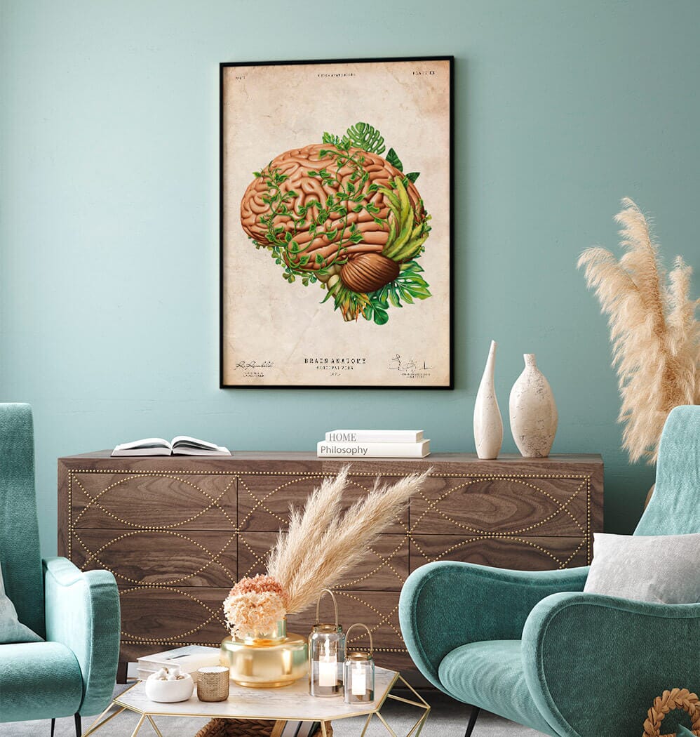 Floral brain anatomy art print - Codex Anatomicus