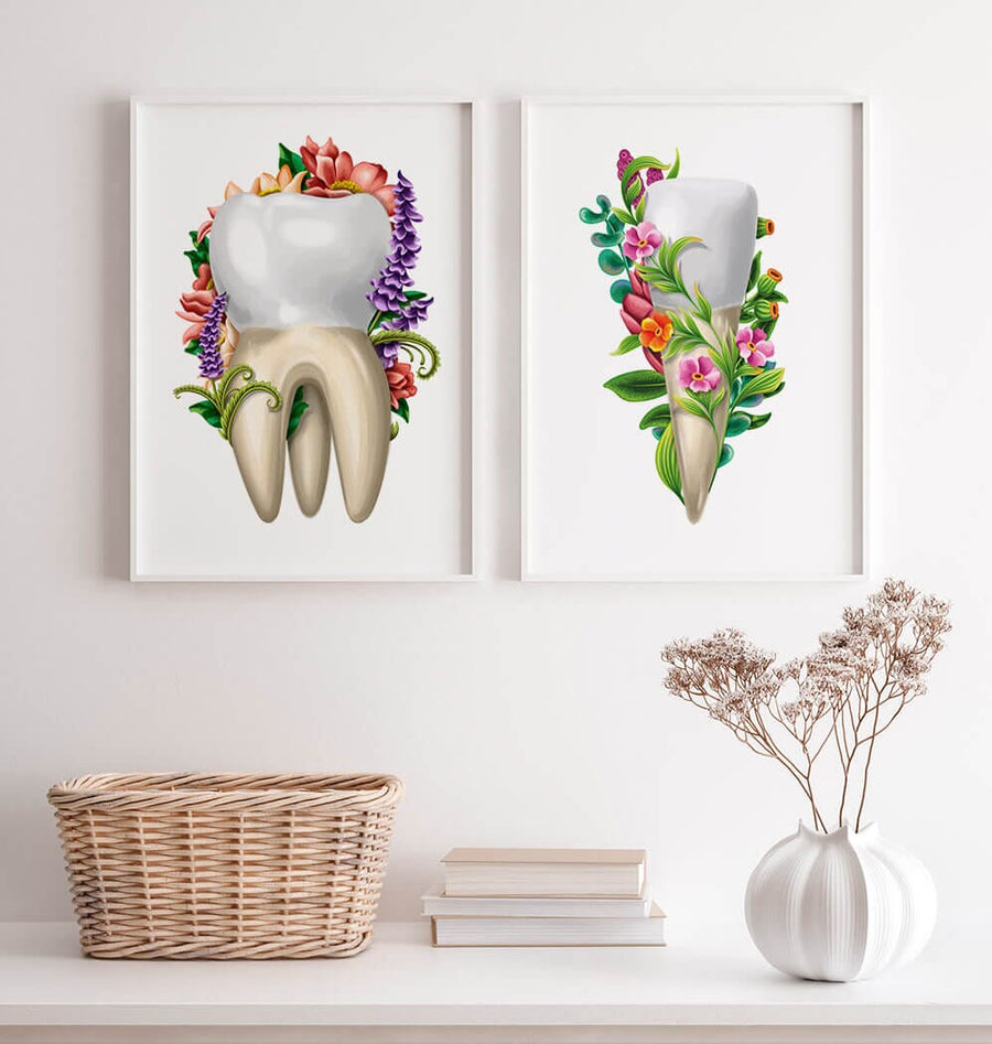 Dental clinic wall art posters with tooth anatomy