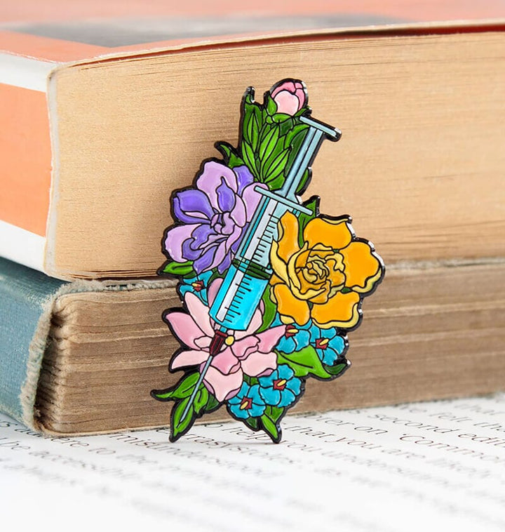 Syringe enamel pin