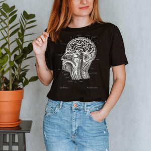 brain and head anatomy t-shirt for women by codex anatomicus