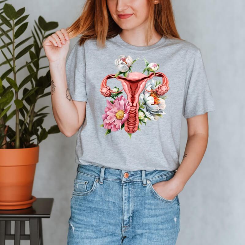 T-shirt Unisexe Utérus - Floral