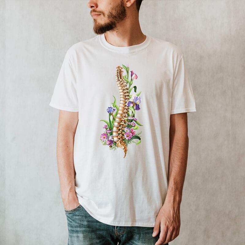 T-shirt Unisexe Colonne Vertébrale - Floral