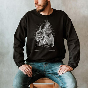 anatomical heart chalkboard sweatshirt for men by codex anatomicus