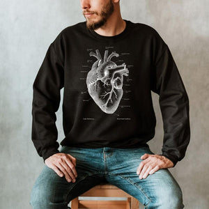 heart chalkboard sweatshirt for men by codex anatomicus