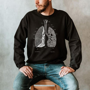 anatomical lungs chalkboard sweatshirt for men by codex anatomicus