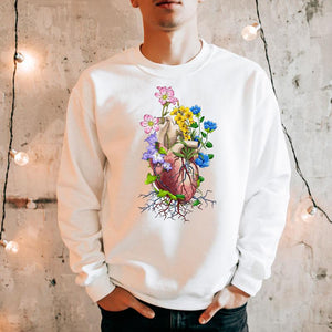 heart anatomy floral sweatshirt for doctors and medical students by codex anatomicus