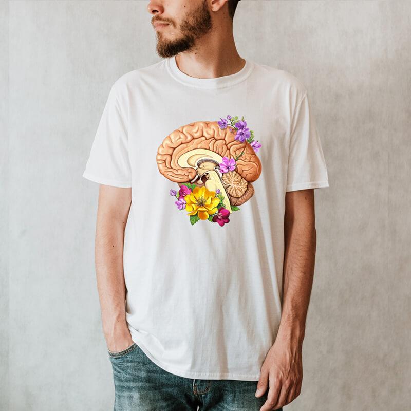 Brain II Anatomy T-Shirt - Floral - Codex Anatomicus
