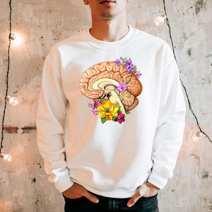 anatomical brain floral sweatshirt for men by codex anatomicus