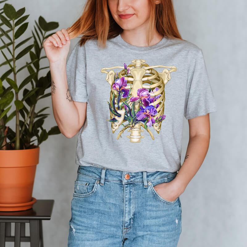 Rib cage Anatomy T-Shirt - Floral - Codex Anatomicus