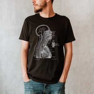 head and brain anatomy t-shirt for men by codex anatomicus
