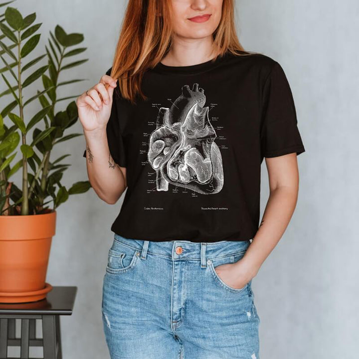 anatomical heart t-shirt for women by codex anatomicus