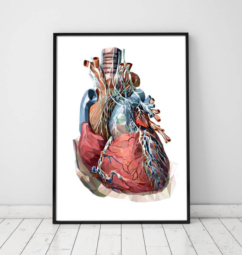 Geometrical heart anatomy poster