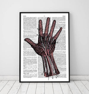 Hand anatomy dictionary art print