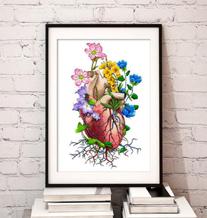 anatomy art of a floral heart