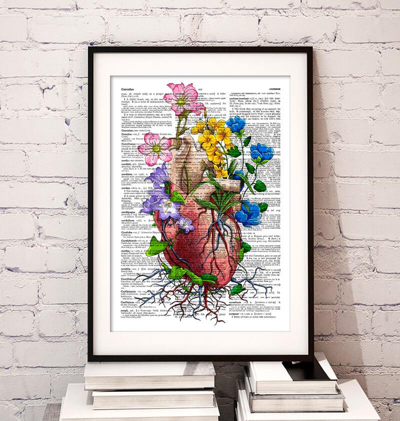 Heart with flowers poster - Codex Anatomicus