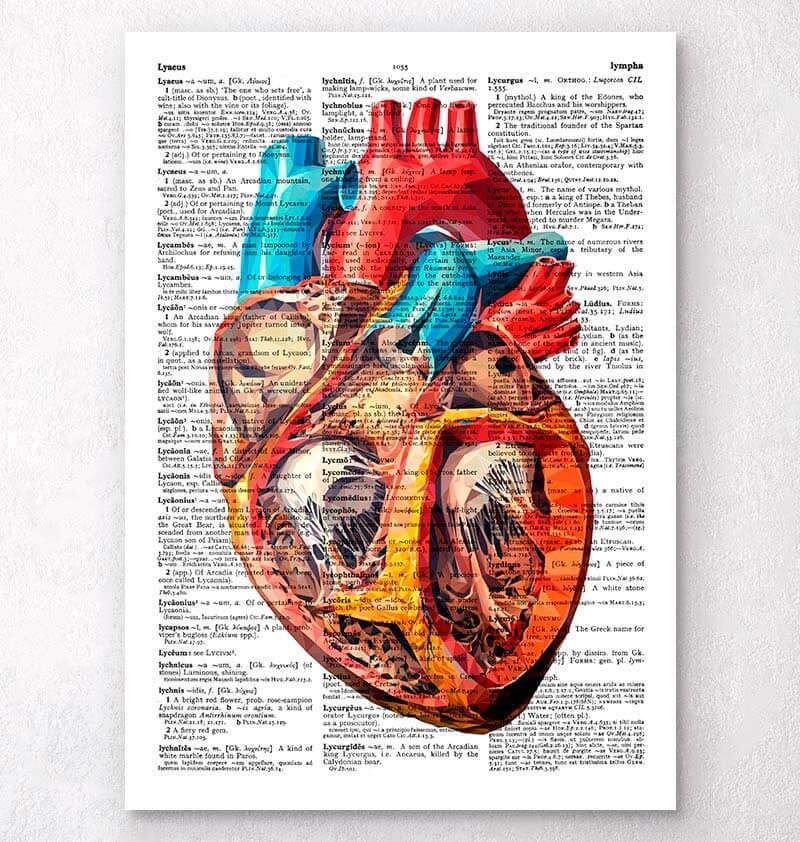 Geometric heart dictionary art