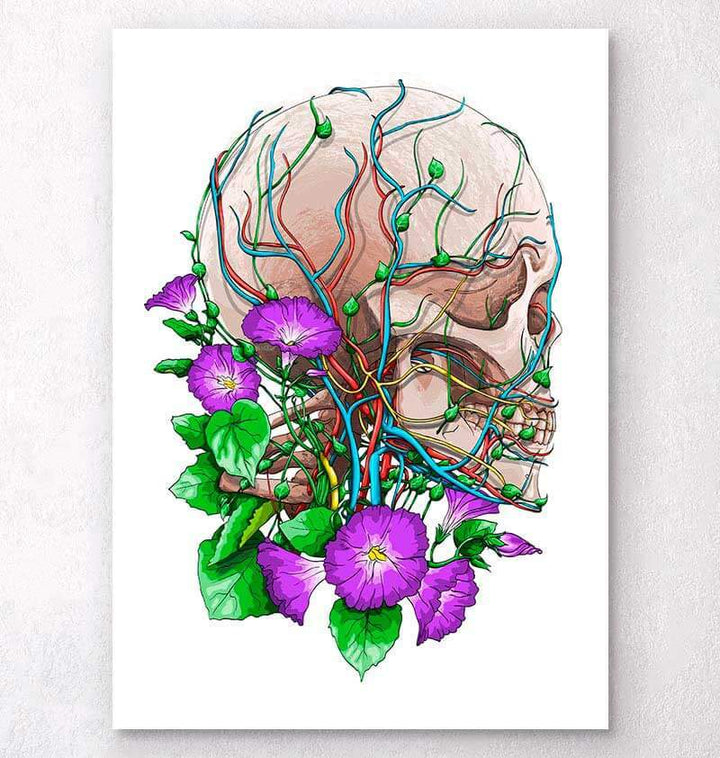 Skull with flowers art print
