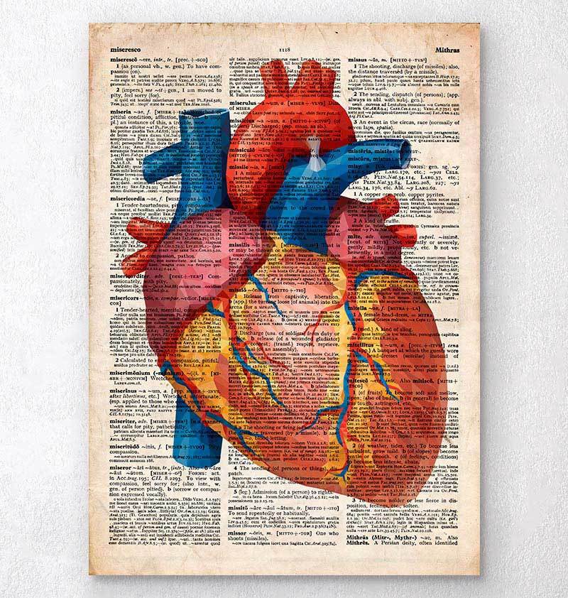 Geometric heart dictionary print