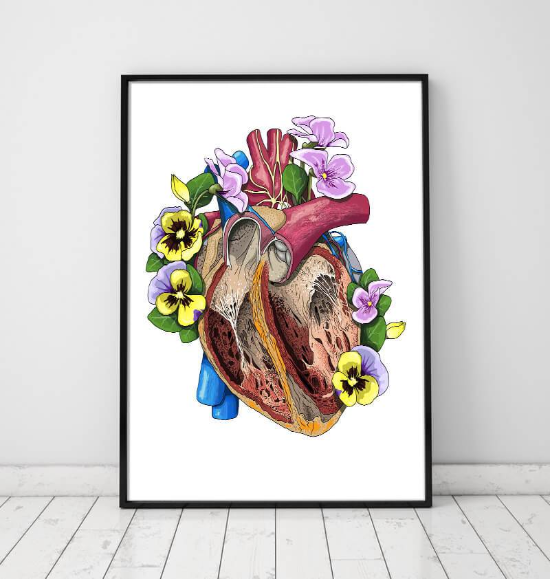 Heart with flowers art print