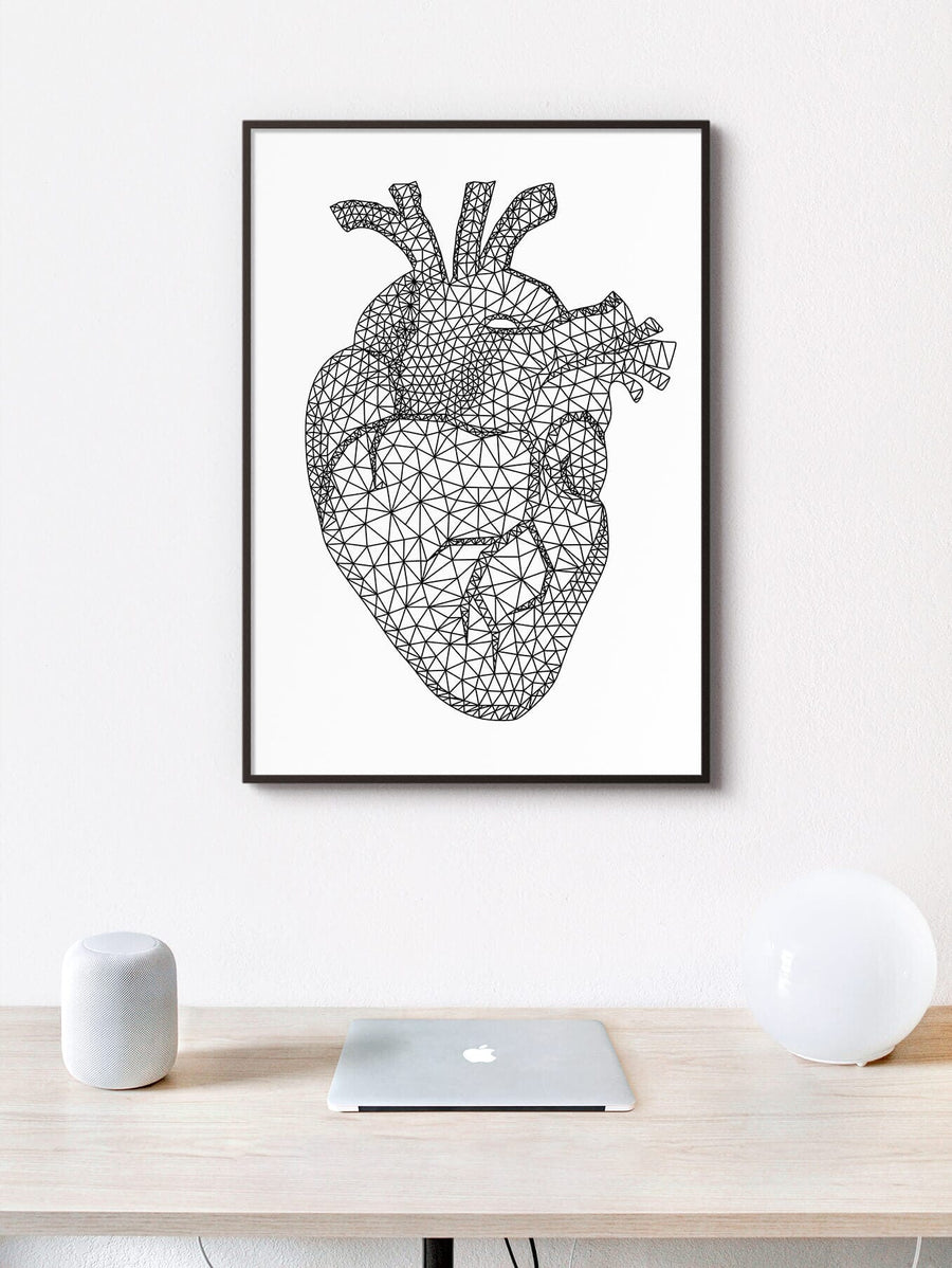 Minimal geometric heart art print by Codex Anatomicus