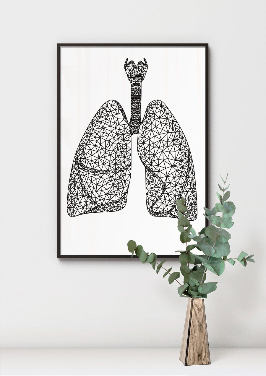 Minimal geometrical lungs anatomy art print by Codex Anatomicus